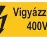 Figyelmeztető matrica 60x100 fekvő /Vigyázz 400V/